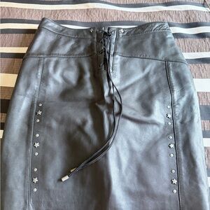 Liebeskind BLACK Leather Pencil Skirt with Star Accents in silver metal